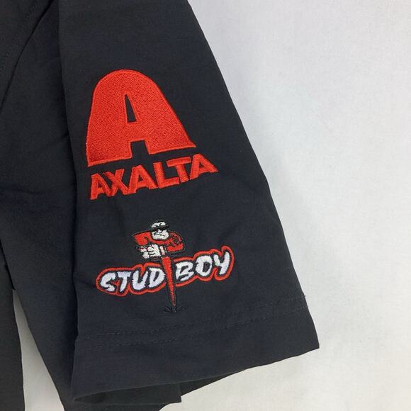 POLARIS Mens Medium Black Embroidered Spell Out Short Sleeve Mechanic Pit Shirt - Picture 6 of 7